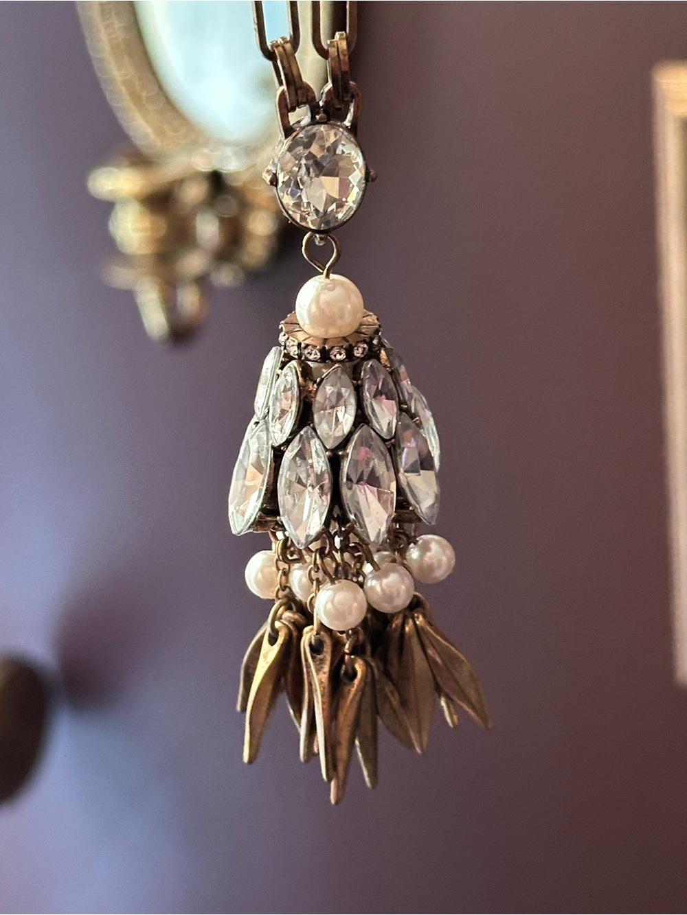Crystal and Pearl Vintage Anthropologie Necklace